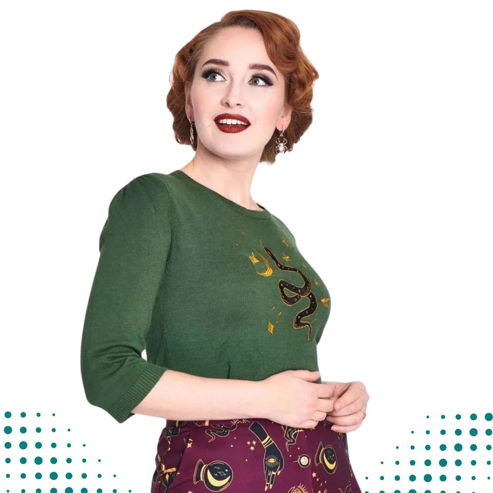 Retro Serpent Embroidered Vintgae Style Sweater