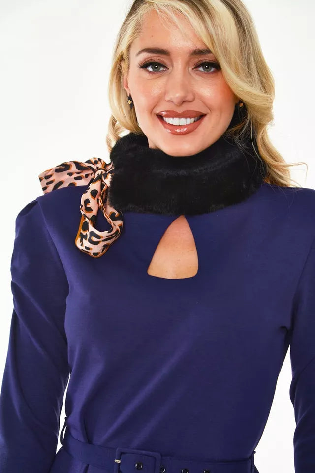 Retro Vintage Style Annie Faux Fur Collar in Black