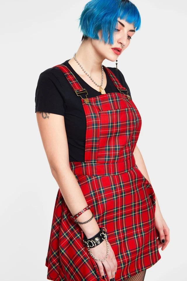 Gothic Tartan Paint Plaid Overalls Alternative Style
