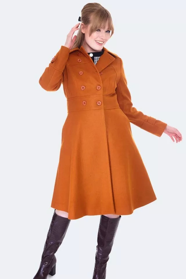 Double Breasted Retro Vintage Style Orange Pea Coat