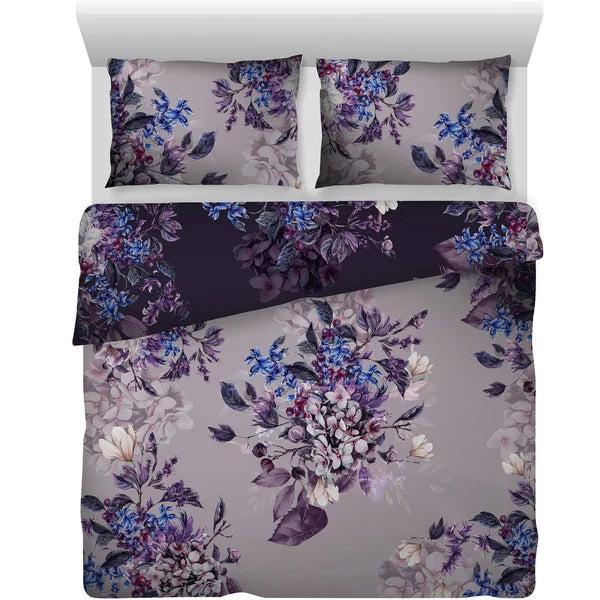 Dreamy Floral Duvet Quilt Cover Set in Lavender Premium Quality 100% Cotton