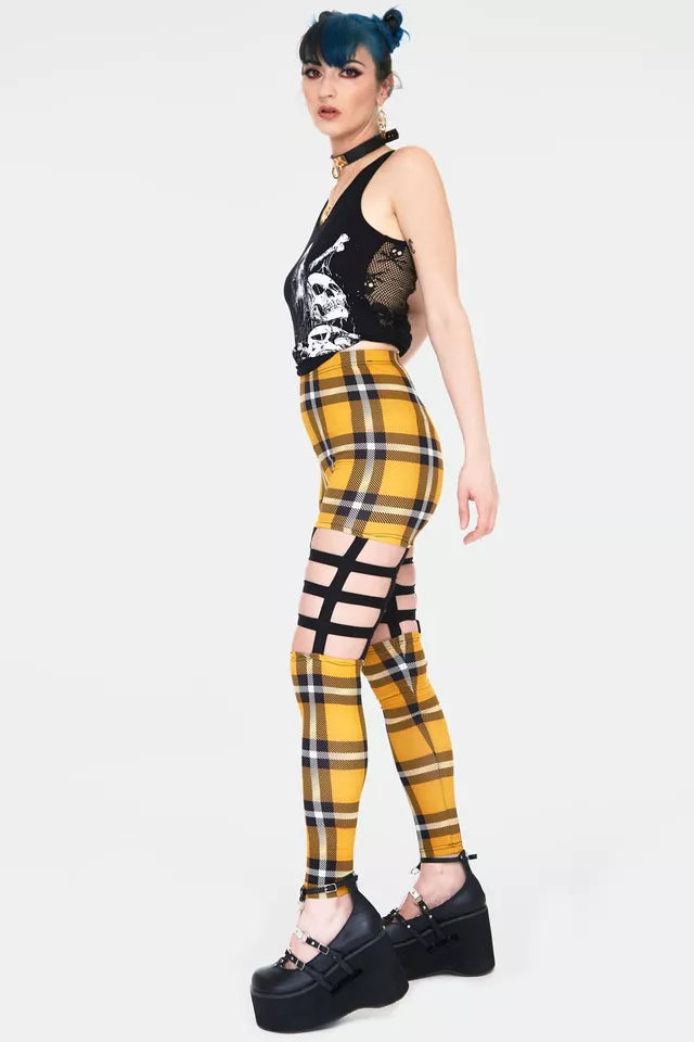 Gothic Plaid Cage Alternative Style Leggings