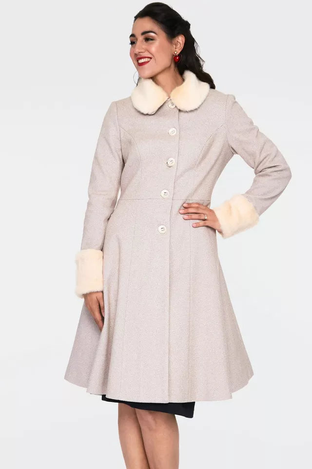 Women Retro Louisa May Sand Long Dress Coat Vintage Style Fashion