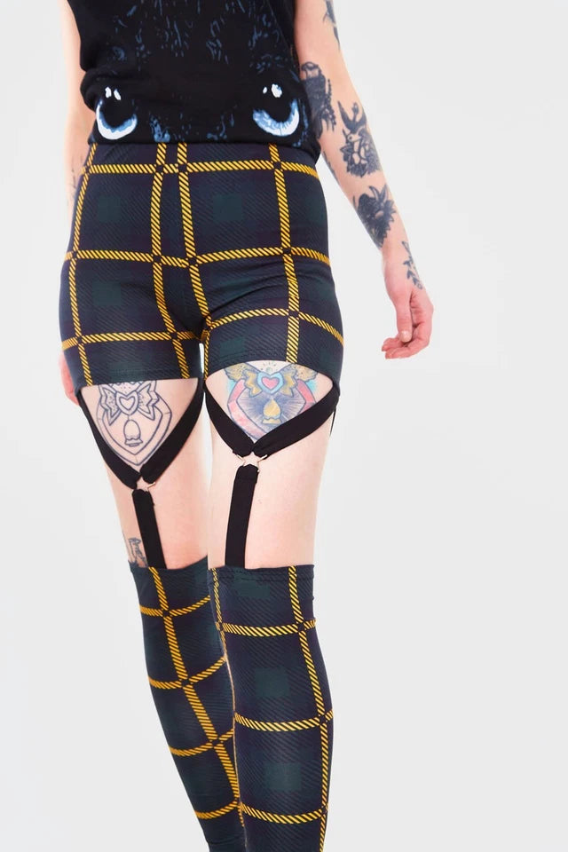 Head In The Clouds Plaid Harness Gothic Alternative Style Leggings