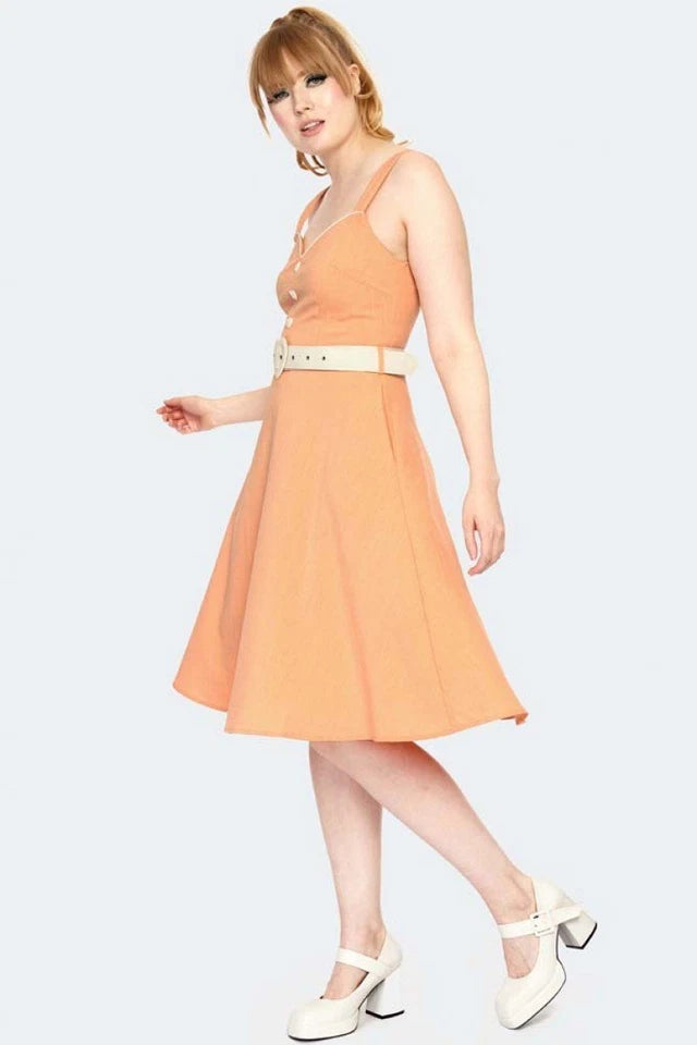 1950's Women Ladies Sleeveless Flared Swing Dress Retro Vintage Style Rockabilly