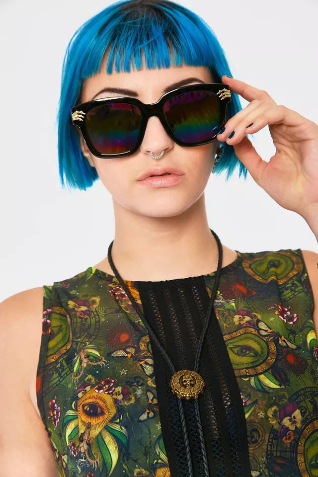 Alternative Fashion Square Sunglasses in Black Gothic Punk Style Beach Summer