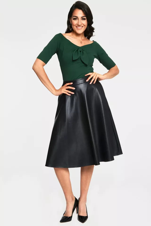 Anika Green Vintage Inspired Tie Front Pullover Curve Retro Top