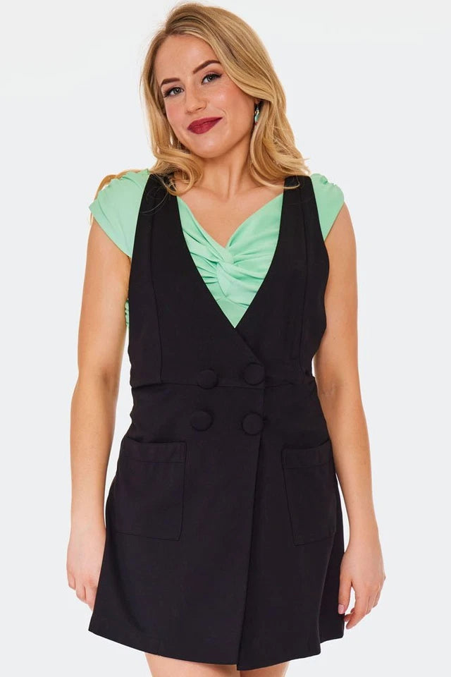 Double-breasted Retro Vintage Style shorts with blazer front
