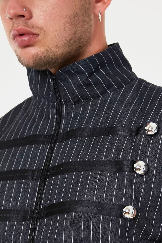 Monochrome Pinstripes Vest Gothic Alternative Style Top