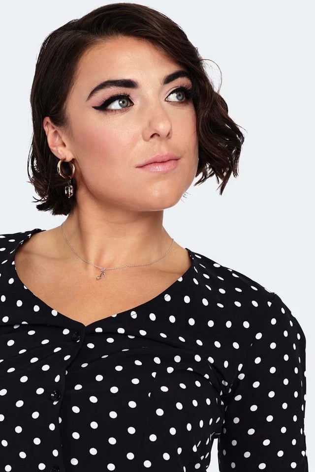 Alice Black Polka Dot Peplum Retro Vintage Style Blouse