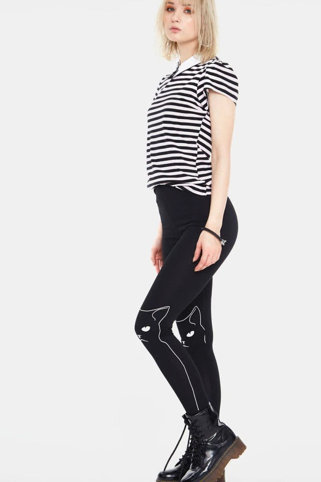 Gothic Kitty Printed Gothic Punk Leggings Plus Size