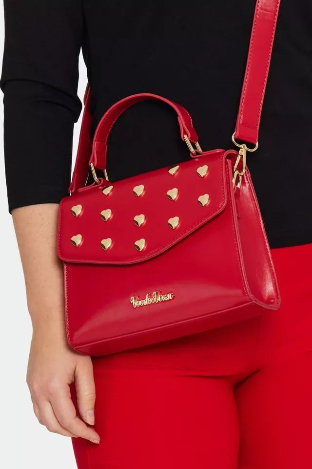 60s Retro Vintage Heart Studded Style Top Handle Bag