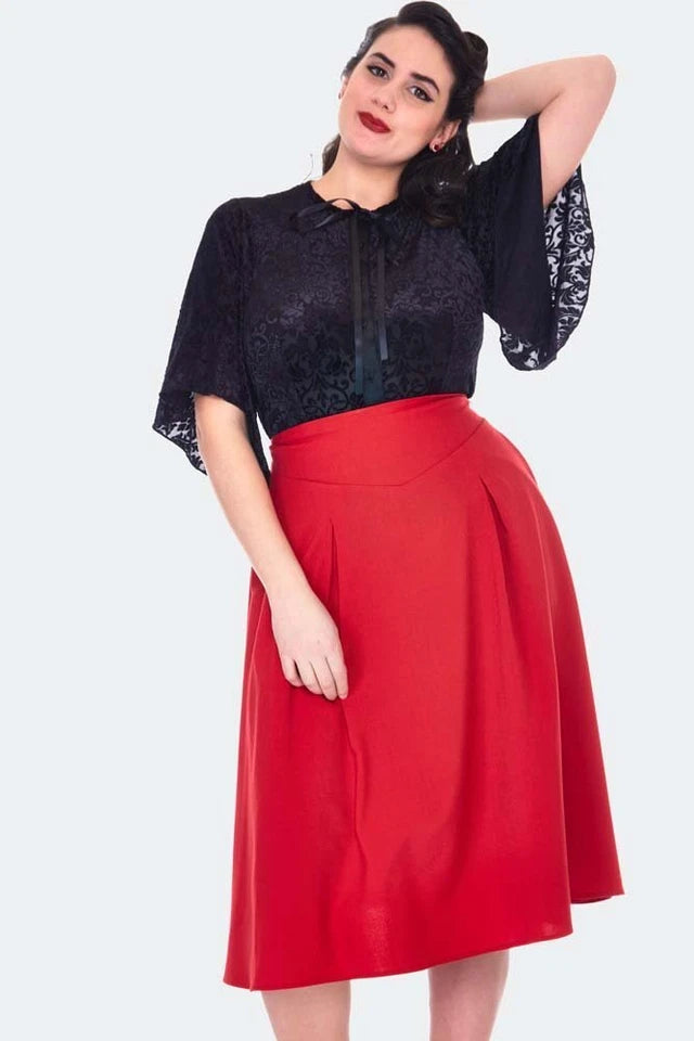 Devore Retro Flutter Sleeve Vintage Style Blouse