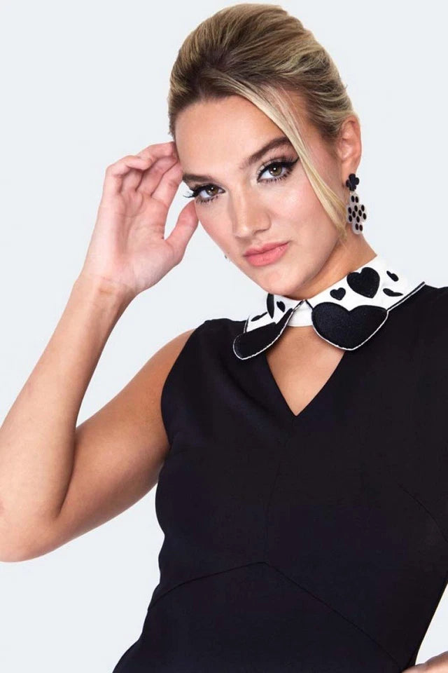 RETRO BLACK HEART COLLAR MINI DRESS VINTAGE STYLE