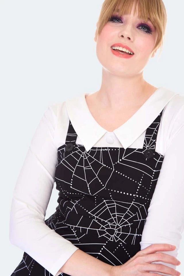 Spider Web Print Overall Flare Retro Vintage Style Dress