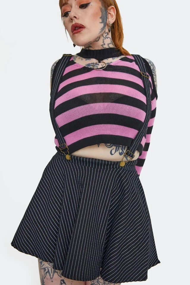 Stripes 'N' Suspenders Gothic Alternative Style Skirt