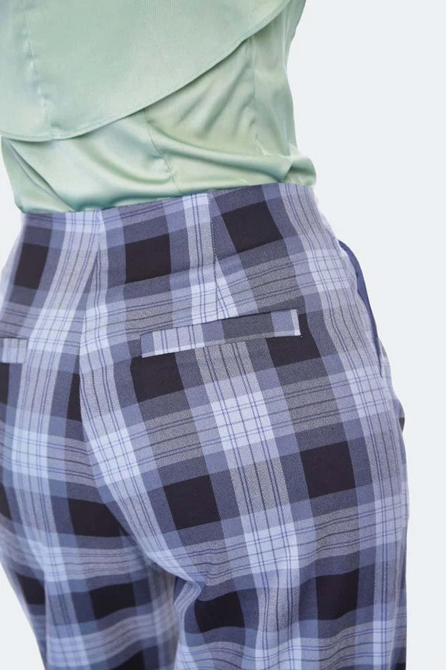 Vintage Style Grey Plaid Retro Trousers