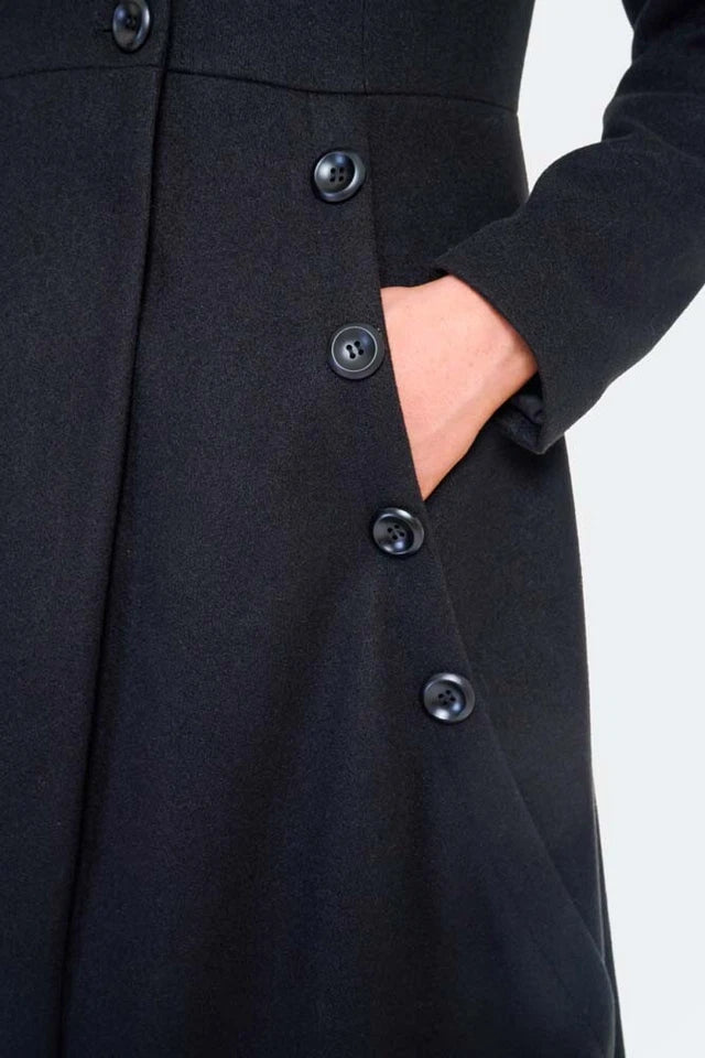 Women Retro A Line Lapel Coat Vintage Style Fashion