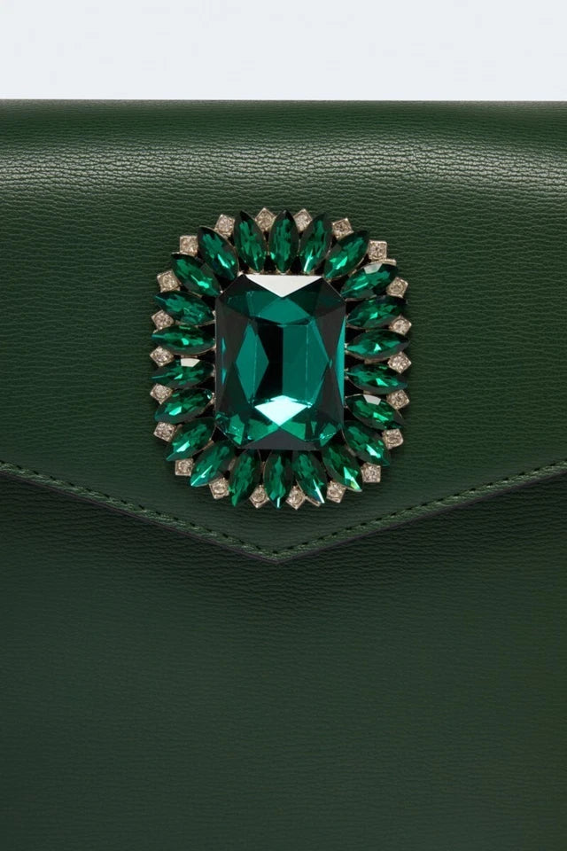 Green Flap Over Retro Vintage Style Shoulder Bag