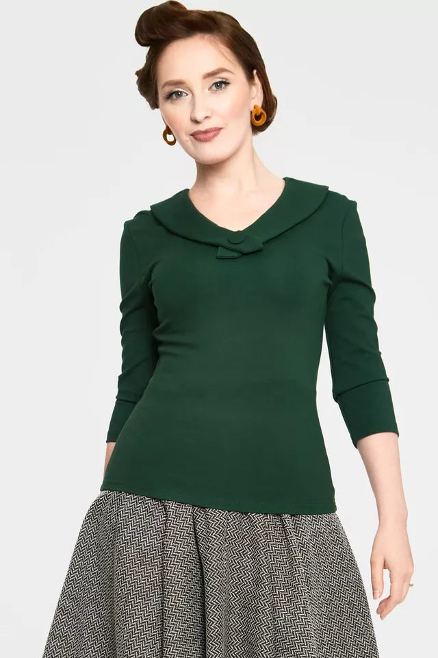 Retro Vintage Curve V-neck Button Style Top