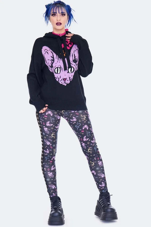 Gothic Oversize Knitted Intarsia Cat Alternative Style Sweater