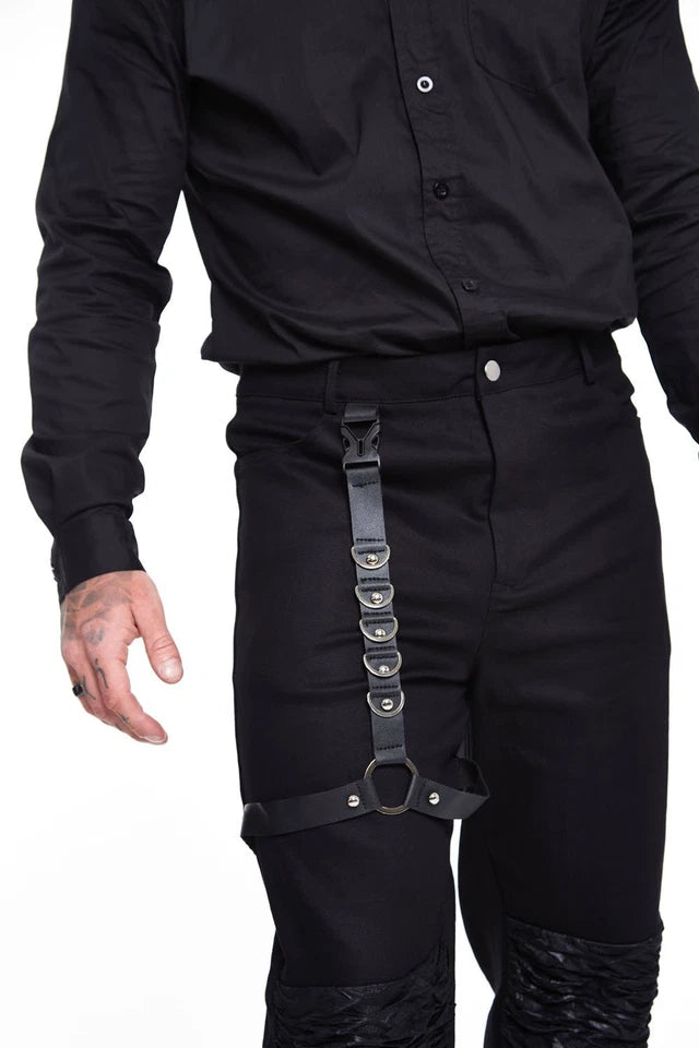 Black Gothic Trouser with Contrast Panels Alternative Style