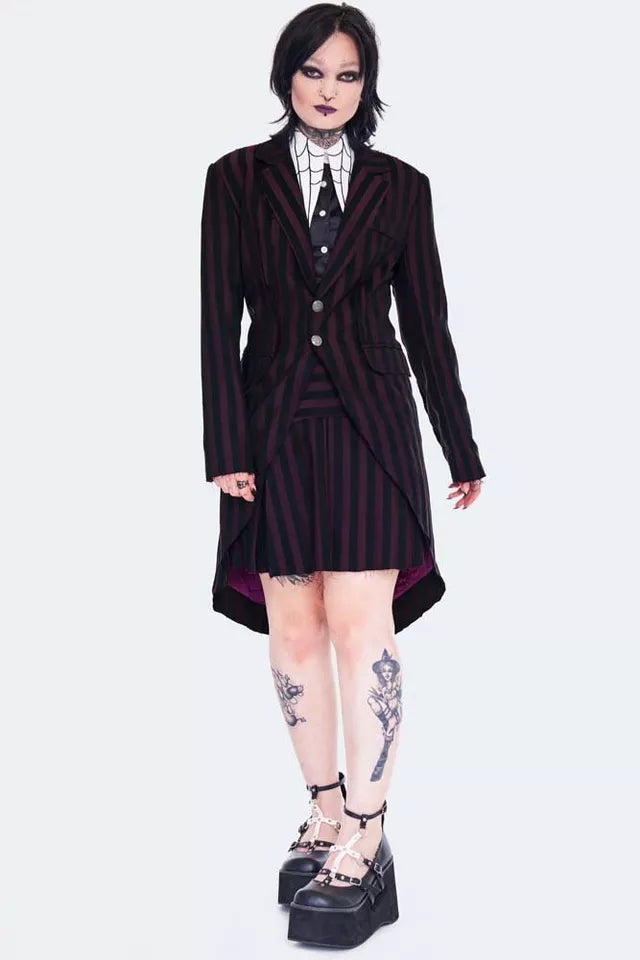 Unisex Striped Long Blazer Tailcoat Alternative Fashion Gothic Style