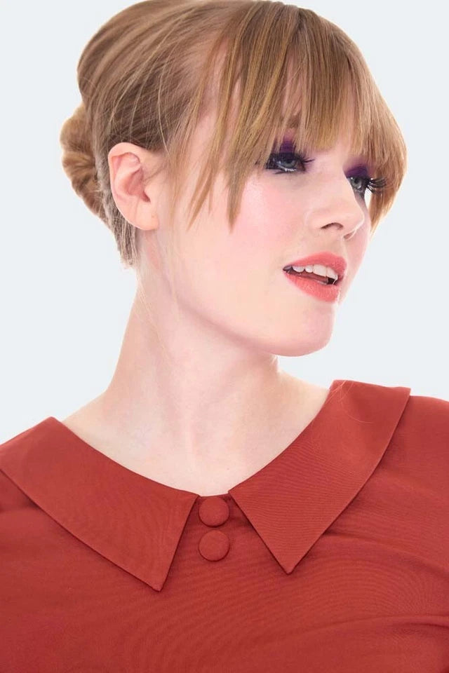 Retro Vintage Wide Collar Rust Style Jersey Top