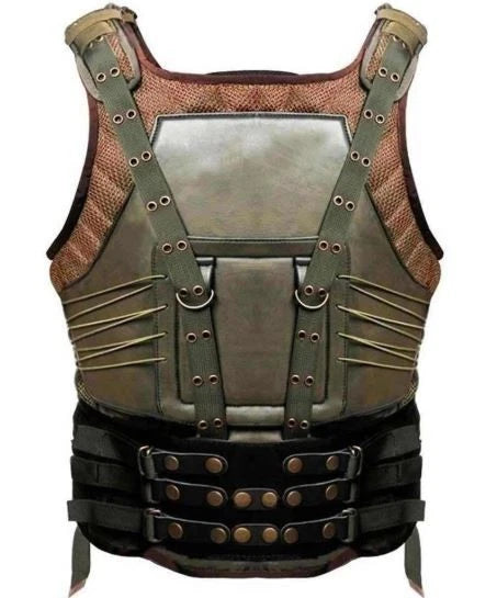 The Dark Knight Rises Tom Hardy Military Green Leather Bane Vest - Gift For Men