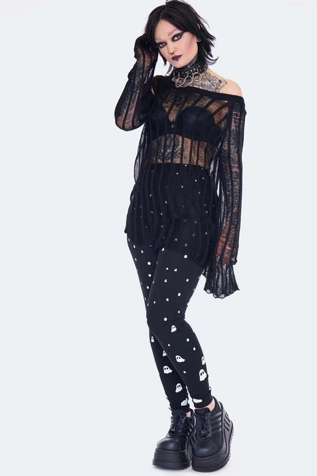 Gothic Loose Knit Striped Alternative Style Sweater
