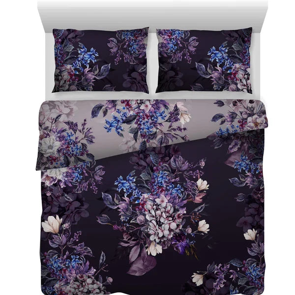 Dreamy Floral Duvet Quilt Cover Set in Lavender Premium Quality 100% Cotton