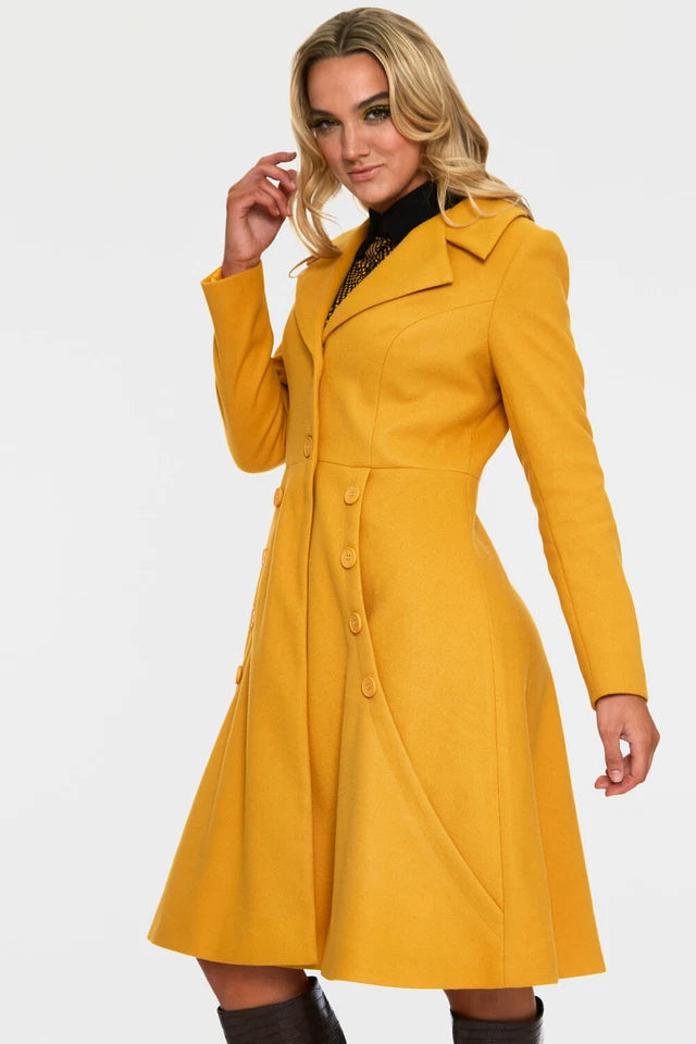 Retro A Line Lapel Coat Vintage Style Women Fashion