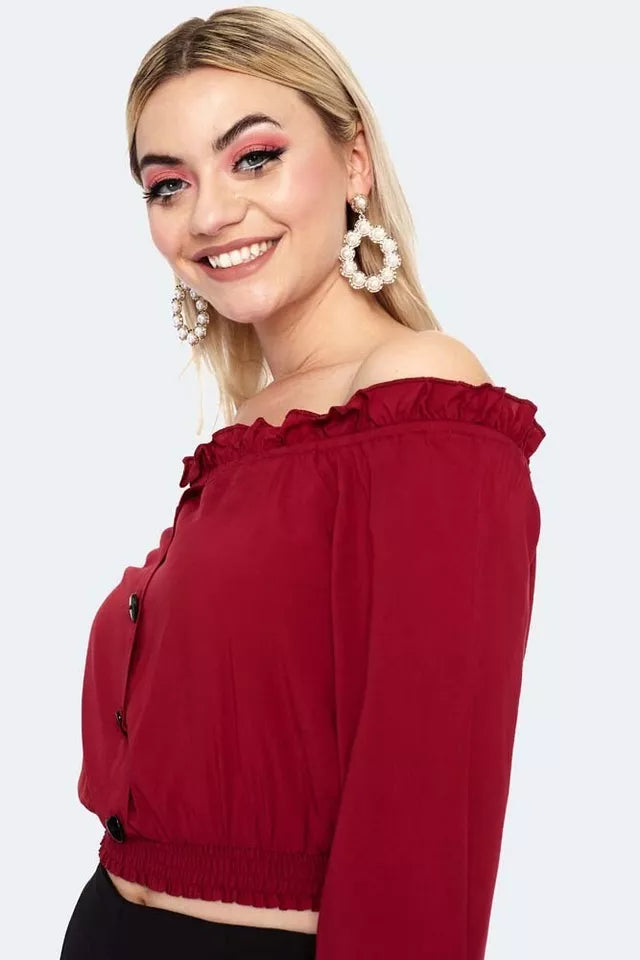 Retro Vintage Off The Shoulder Long Sleeve Style blouse