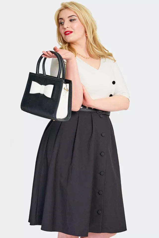 Ladies 60's Vintage Fashion Rockabilly RETRO Mini Bow Tote BAG Handbag Evening