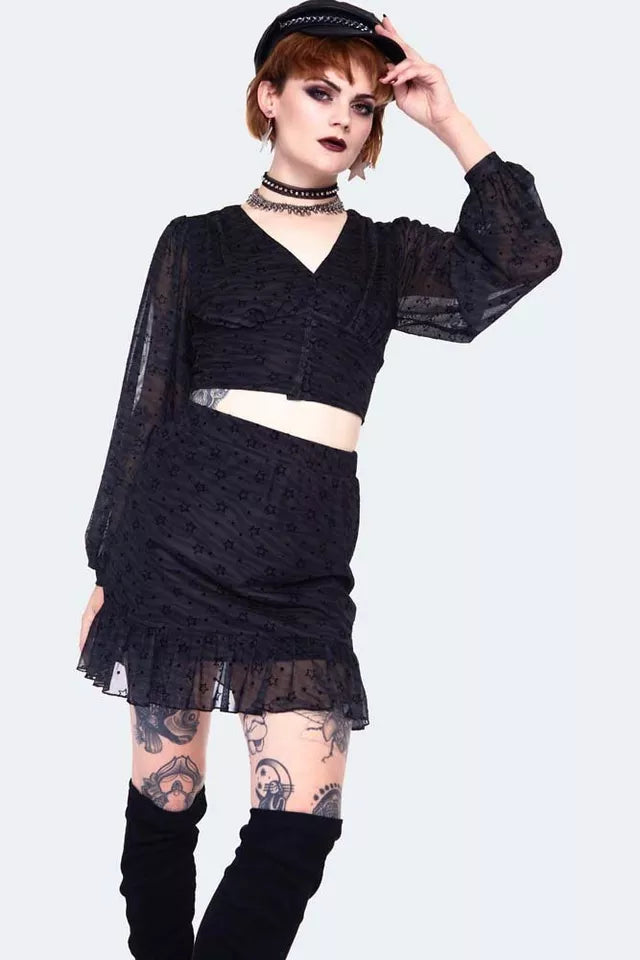 Dark green zebra with stars mini Gothic Alternative Style skirt
