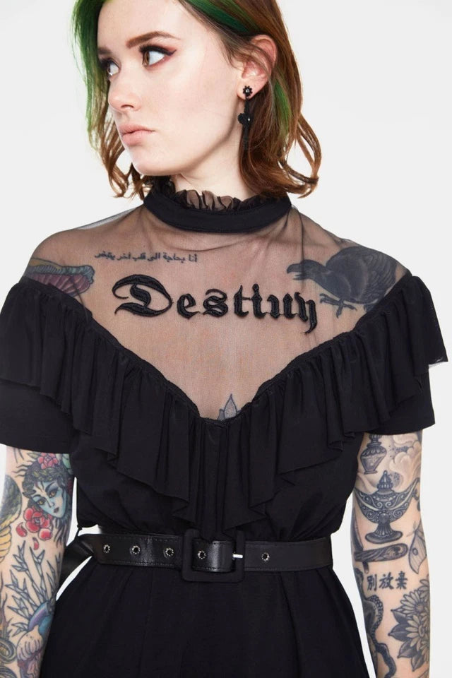 Meet Your Destiny Decadent Frill Gothic Alternative Style Dress