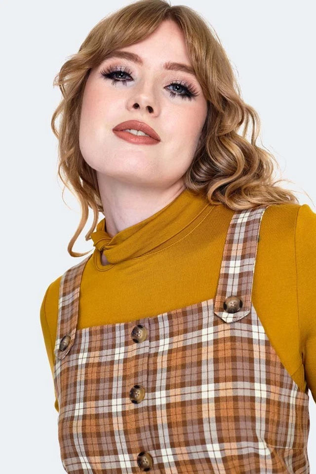 Plaid Pinafore Flare Dress Retro Vintage Style