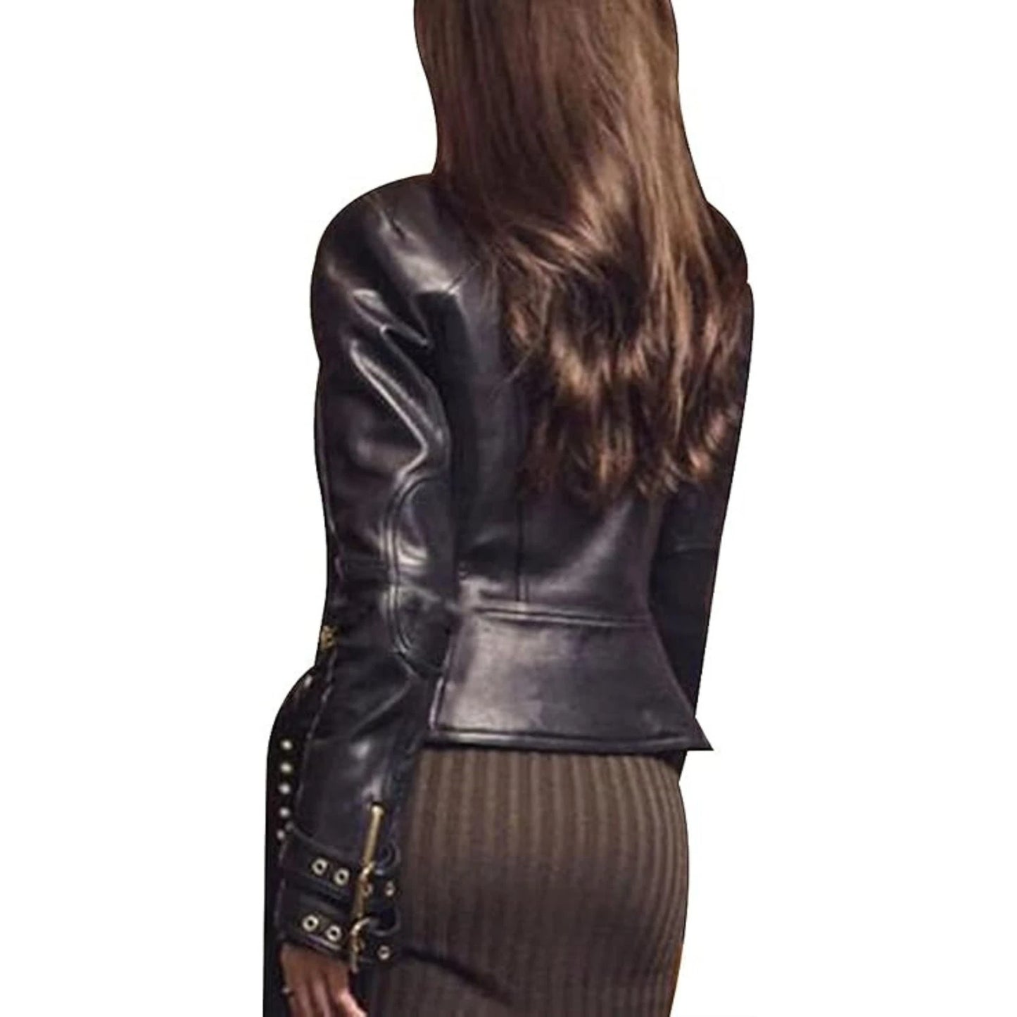 Womens Brando Leather Jacket Ladies Rose Golden Genuine Leather Biker Jacket