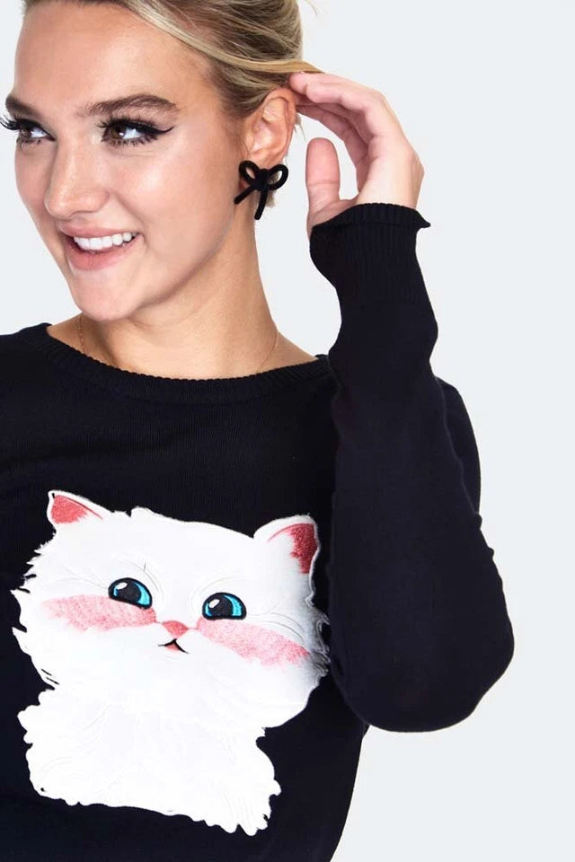 Long sleeve kitty sweater Retro Vintage Style