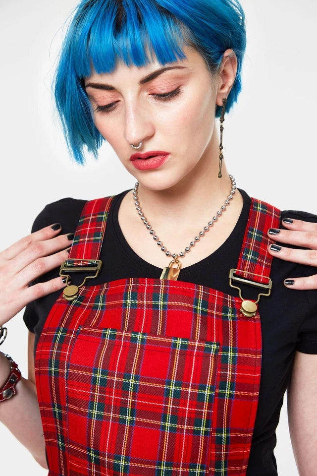 Gothic Tartan Paint Plaid Overalls Alternative Style