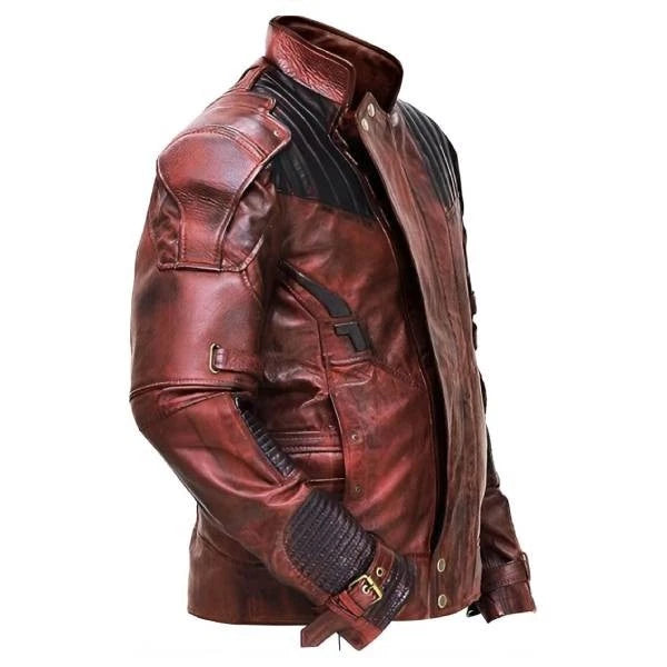 Guardians of the Galaxy 2 Star Lord Chris Pratt Maroon Real Leather Jacket