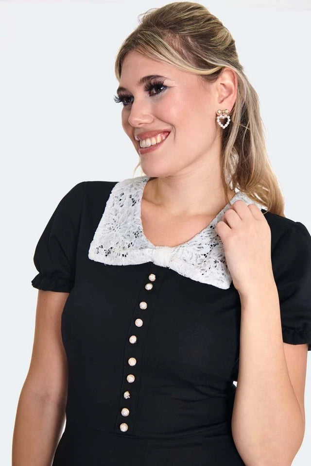 Vintage Retro Style Lace Collar Flare Dress