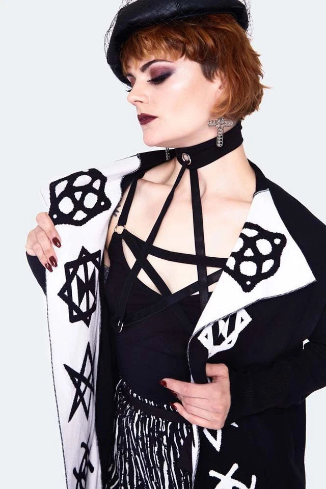 Alternative Fashion Magic symbols reverse Gothic Punk cardigan