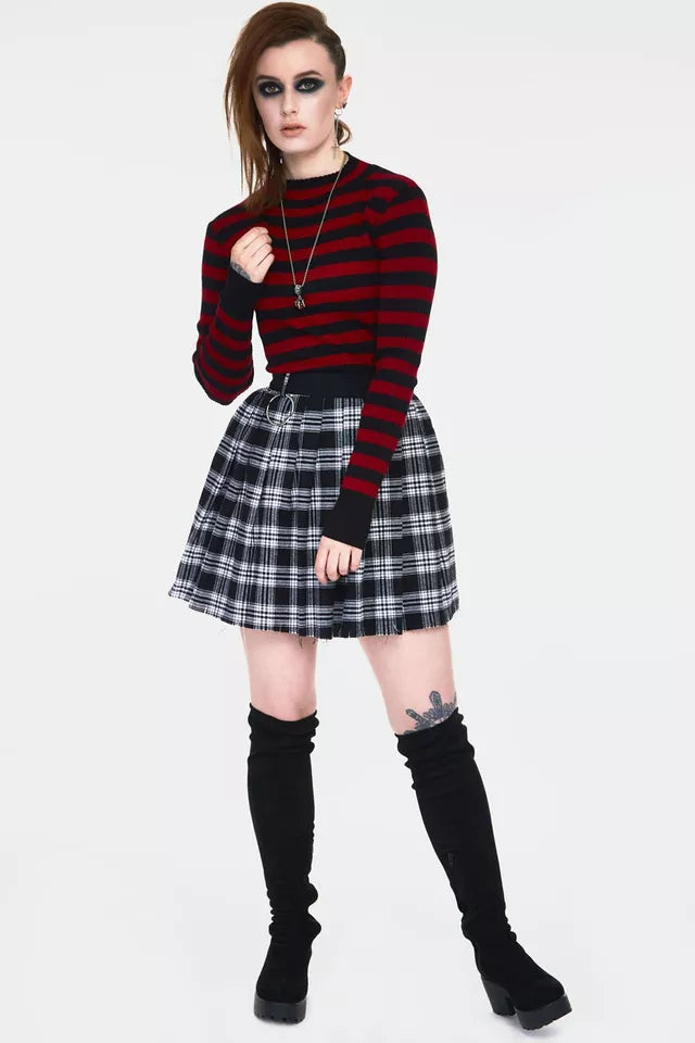 Gothic Menace Red and Black Stripe Alternative Style Fashion Sweater