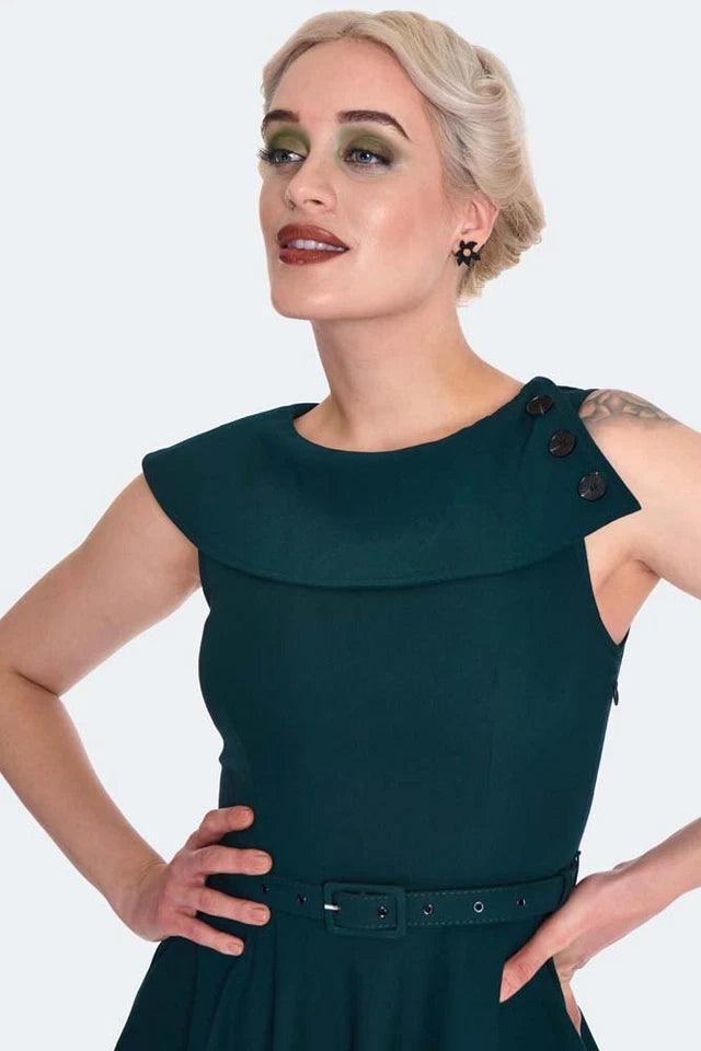 Oversize Collar Retro Flare Vintage Style Dress