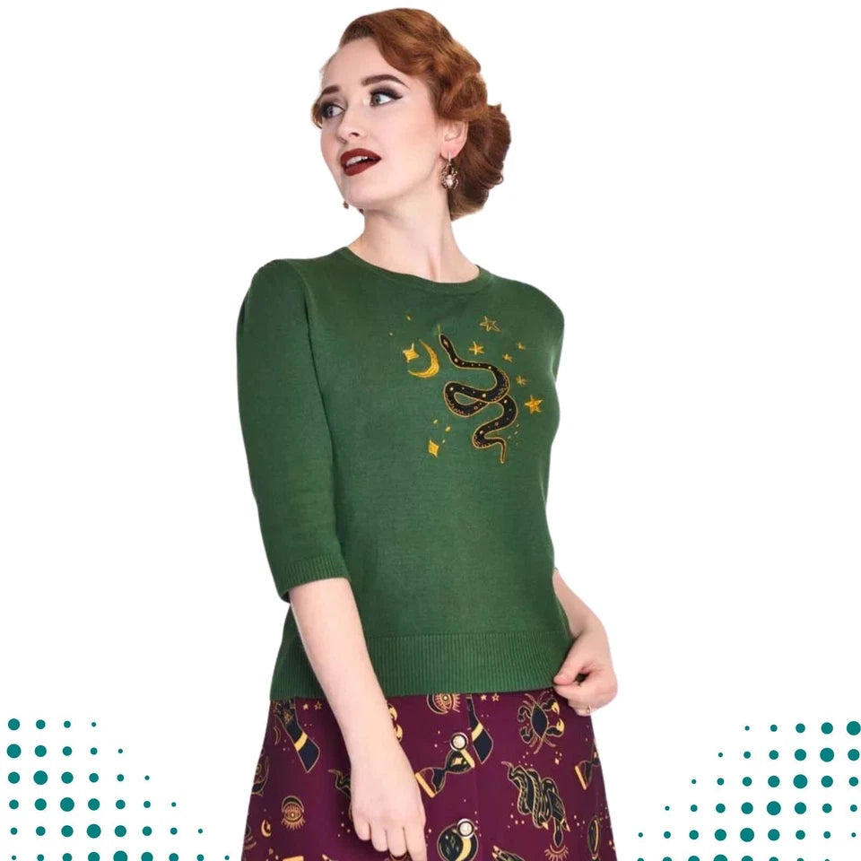 Retro Serpent Embroidered Vintgae Style Sweater