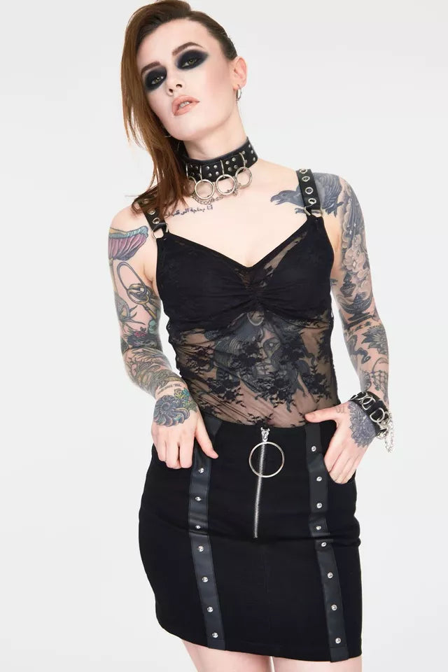 Release Me Black Denim Gothic Alternative Style Skirt