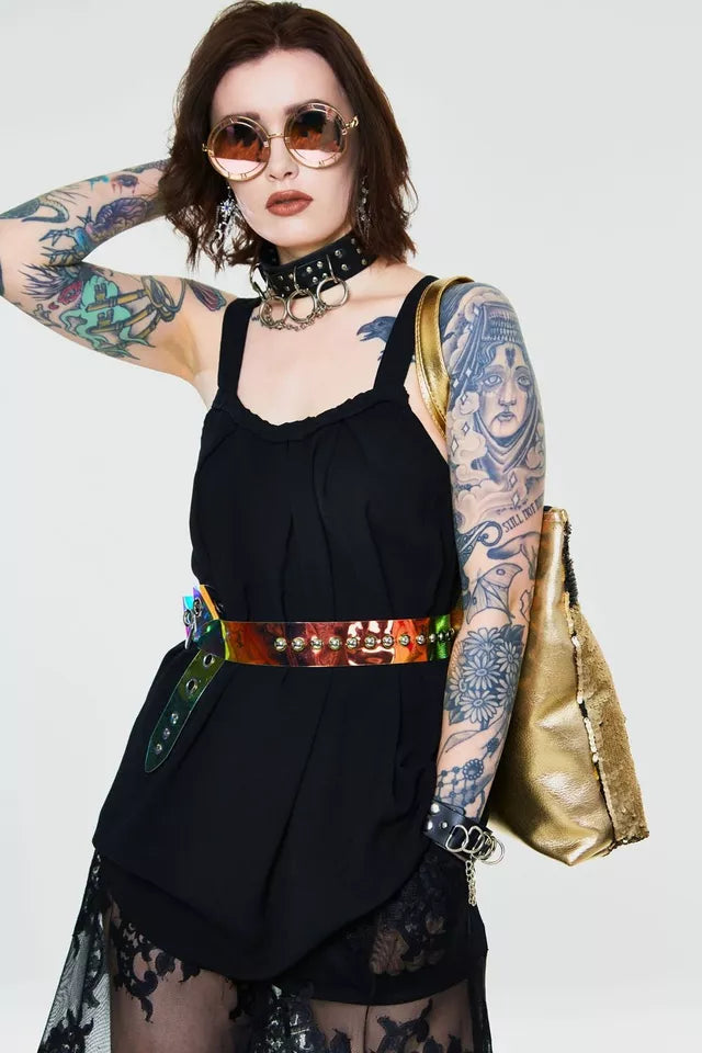 Gothic Crepe Alternative Style Fashion Top In Plus Size