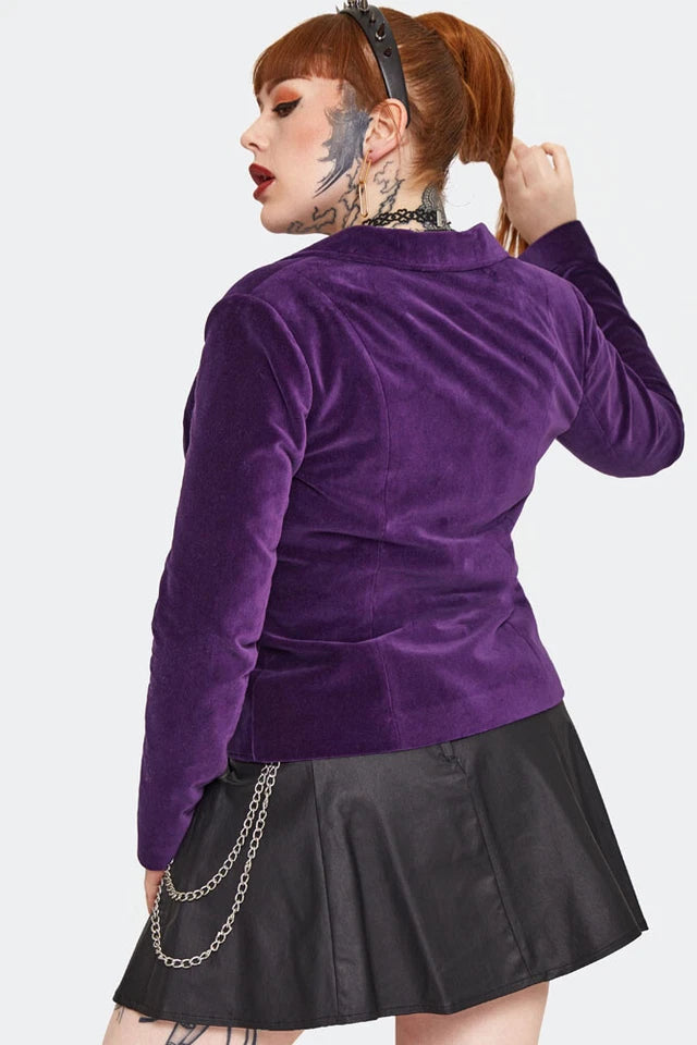 Purple Gothic Alternative Style Velvet Blazer