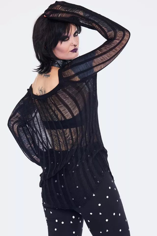 Gothic Loose Knit Striped Alternative Style Sweater
